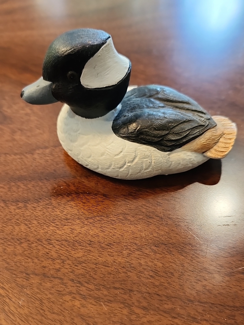 Hand-Painted Black, White & Brown Duck Figurine JB Garton Mini-Mini Collectio